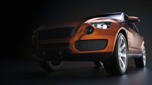 orange suv car in studio photography.